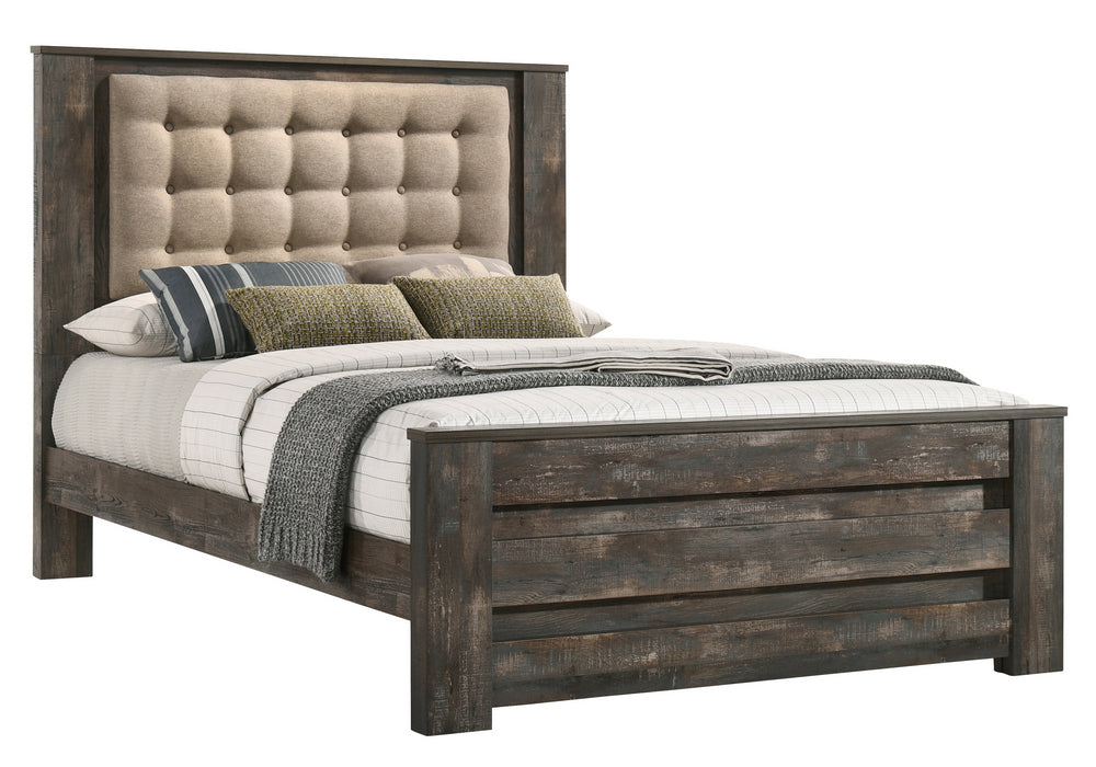 Ridgedale Weathered Dark Brown Wood Queen Bed