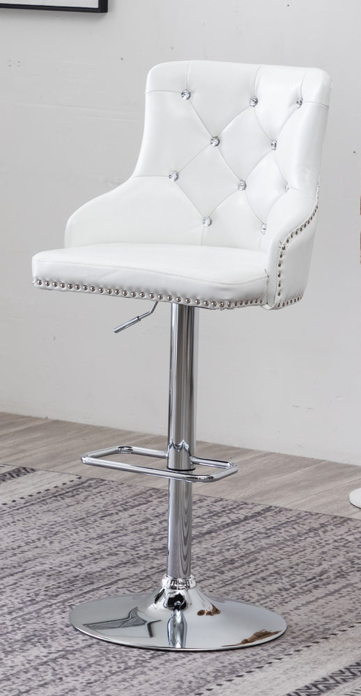 Rita 2 White Faux Leather/Metal Adjustable Bar Stools