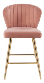 Rizgek Pink Velvet/Gold Metal Tufted Counter Height Chair