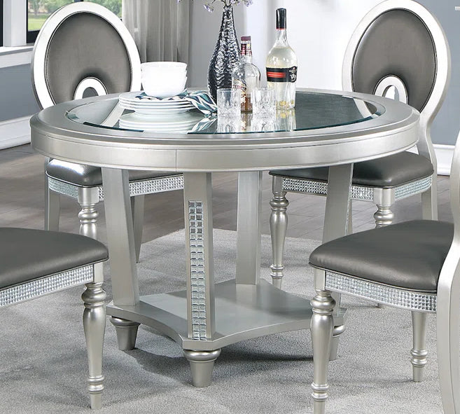 Belinda Vibrant Silver Wood Dining Table