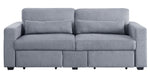 Rogyne Gray Linen 2-Seat Sofa with Drawers