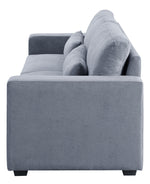 Rogyne Gray Linen 2-Seat Sofa with Drawers