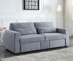 Rogyne Gray Linen 2-Seat Sofa with Drawers