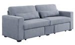 Rogyne Gray Linen 2-Seat Sofa with Drawers