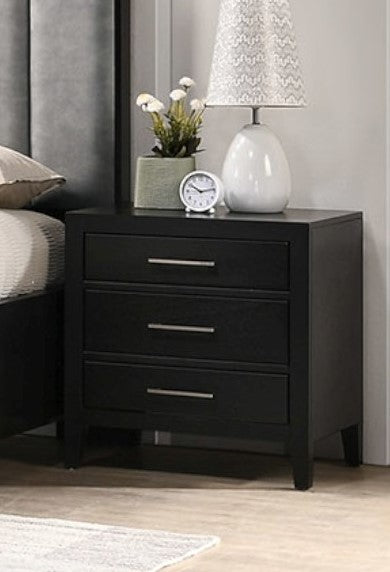 Romeo Wenge Black Wood 3-Drawer Nightstand