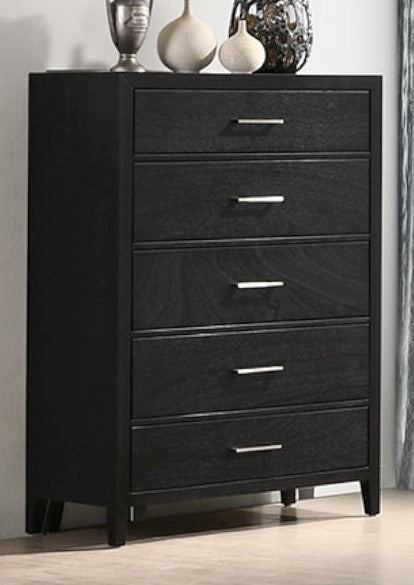 Romeo Wenge Black Wood 5-Drawer Chest