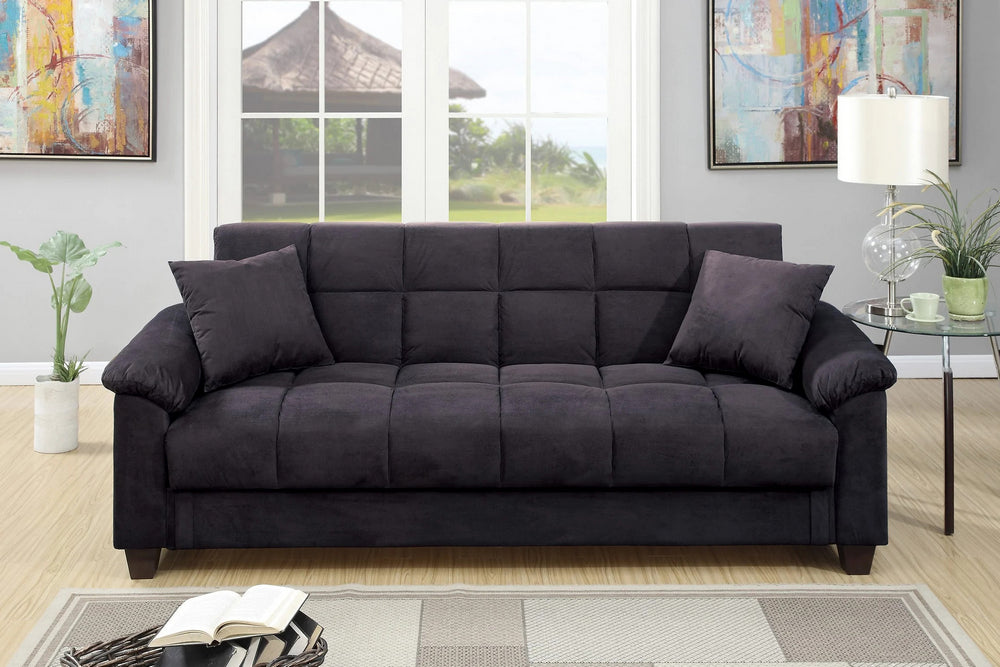 Romina Ebony Microfiber Adjustable Sofa Bed