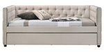 Romona Beige Fabric Button Tufted Full Daybed with Trundle