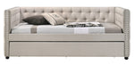 Romona Beige Fabric Button Tufted Twin Daybed with Trundle