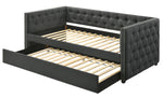 Romona Gray Fabric Button Tufted Full Daybed with Trundle