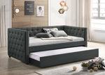 Romona Gray Fabric Button Tufted Full Daybed with Trundle