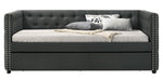 Romona Gray Fabric Button Tufted Full Daybed with Trundle