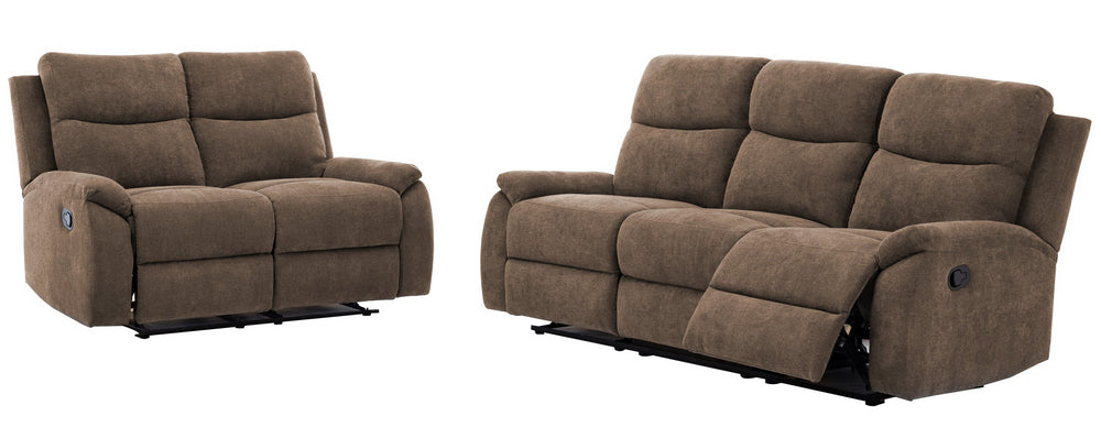 Ronald 2-Pc Brown Fabric Manual Recliner Sofa Set