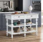 Rorratt White Wood/Artificial Marble Kitchen Island