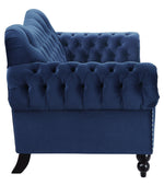 Rosalie Navy Blue Velvet Fabric Button Tufted Loveseat