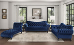 Rosalie Navy Blue Velvet Fabric Button Tufted Sofa