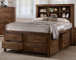 Rosalinda Natural Wood Cal King Bed with Bookcase Headboard