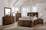 Rosalinda Natural Wood King Bed with Bookcase Headboard