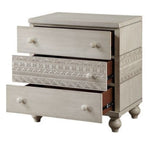 Roselyne Antique White Wood 3-Drawer Nightstand