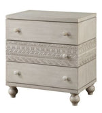 Roselyne Antique White Wood 3-Drawer Nightstand