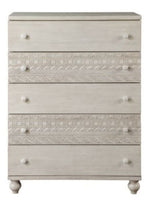 Roselyne Antique White Wood 5-Drawer Chest