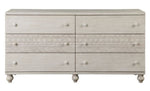 Roselyne Antique White Wood 6-Drawer Dresser