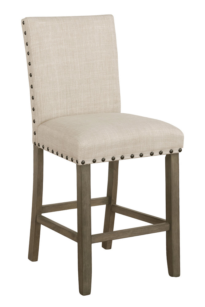 Tao 2 Beige Fabric/Rustic Brown Wood Counter Height Chairs