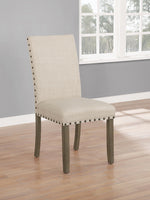 Tao 2 Beige Fabric/Rustic Brown Wood Side Chairs