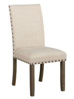 Tao 2 Beige Fabric/Rustic Brown Wood Side Chairs