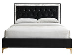 Rowan Black Fabric King Bed with Faux Marble Printed Trim