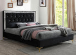 Rowan Black Fabric King Bed with Faux Marble Printed Trim