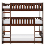 Rowe Dark Cherry Finish Wood Twin Triple Bunk Bed