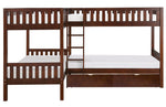 Rowe Dark Cherry Quadruple Twin Bunk Bed with Storage