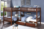 Rowe Dark Cherry Quadruple Twin Bunk Bed with Storage