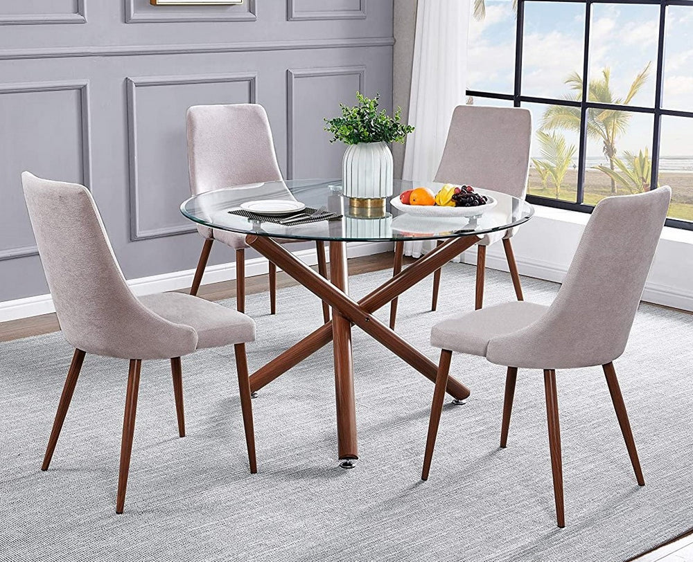 Roxie 5-Pc Clear/Beige Dining Table Set