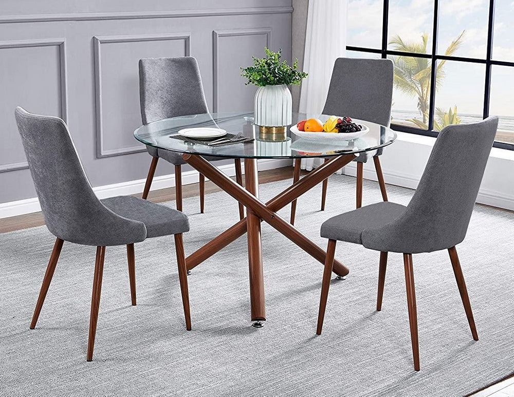 Roxie 5-Pc Clear/Dark Gray Dining Table Set