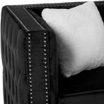Ruby Black Velour Tufted Sofa with Nailheads