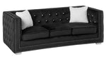 Ruby Black Velour Tufted Sofa with Nailheads