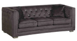 Ruby Grey Velour Tufted Sofa with Nailheads