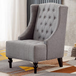 Ryan Grey Fabric Button Tufted Chair