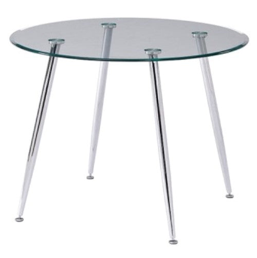 Ryann Clear Glass/Chrome Metal Dining Table