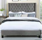 Ryleigh Gray Velvet-like Fabric Cal King Bed