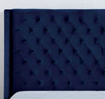 Ryleigh Navy Velvet-like Fabric Queen Bed