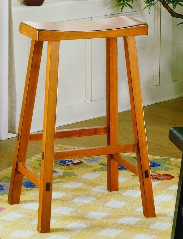 Saddleback 2 Oak Wood 24"H Counter Height Stools