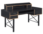 Safea Black Wood/Metal 5-Drawer Office Desk