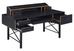 Safea Black Wood/Metal 5-Drawer Office Desk