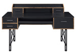 Safea Black Wood/Metal 5-Drawer Office Desk