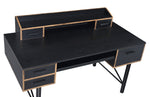 Safea Black Wood/Metal 5-Drawer Office Desk