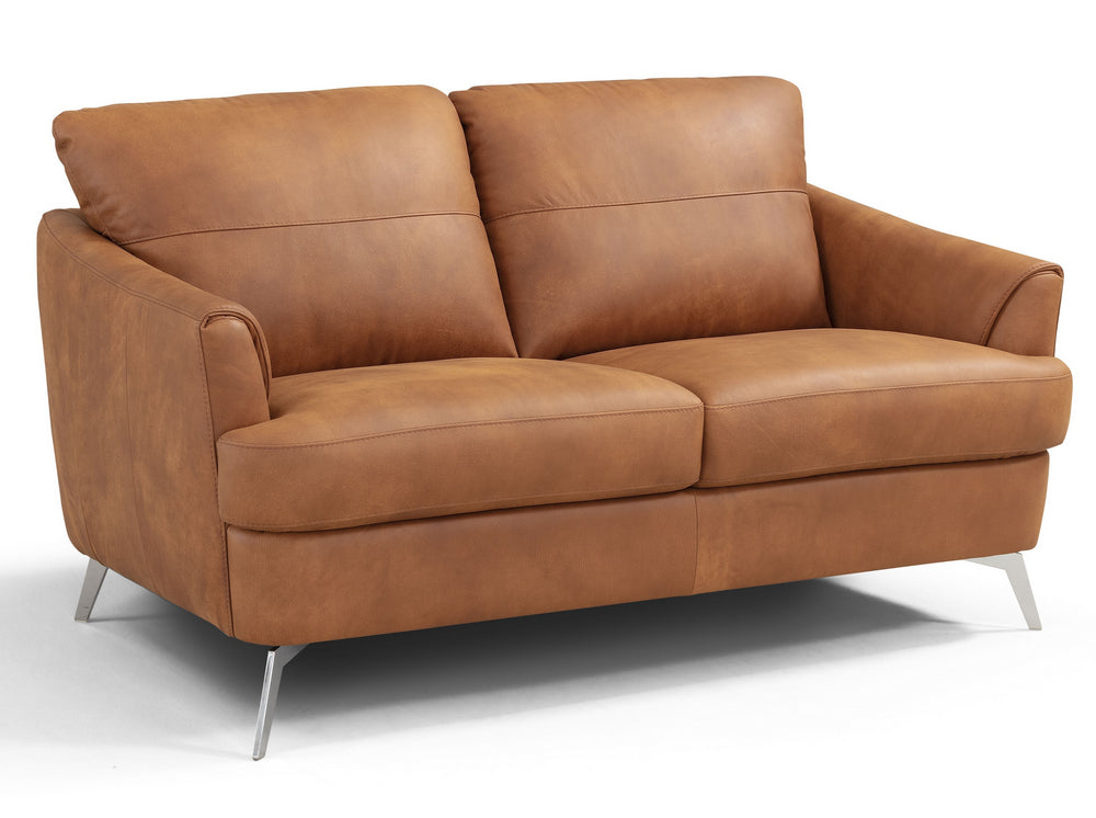 Safi Contemporary Cappuccino Leather Loveseat