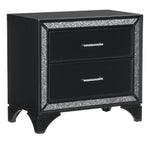 Salon Pearl Black Metallic Wood 2-Drawer Nightstand